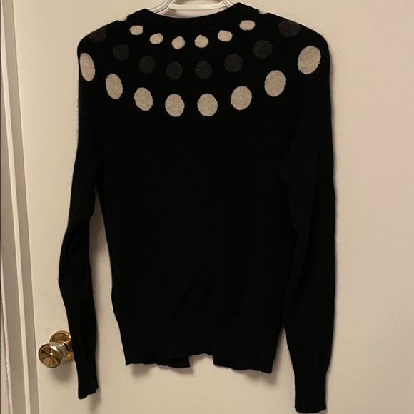 Lord & Taylor Black Cardigan with Polka Dots Size Medium - Picture 5 of 7